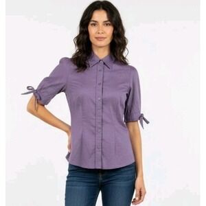 Encore Blouse Womens 18 purple Shirt Sleeve Shirt 100% Cotton Career Work Office